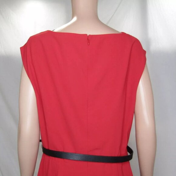NEW BROOKS BROTHERS Womens Cap Sleeve Belted Cowl Neck Dress Size 12 Red - Picture 3 of 8